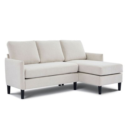 Hyleory 3-Seater L-Shaped Sectional Sofa with Chaise, Small Linen-Look Fabric Couch for Living Room or Studio