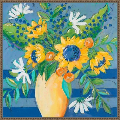 Amanti Art Floral Bursts Among the Blue by Krinlox Framed Canvas Wall Art