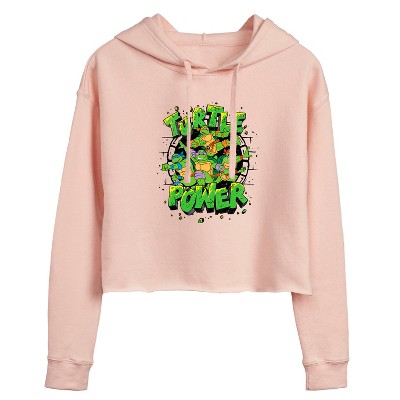 Women's - Teenage Mutant Ninja Turtles - Turtle Power New Cropped Graphic Hoodie