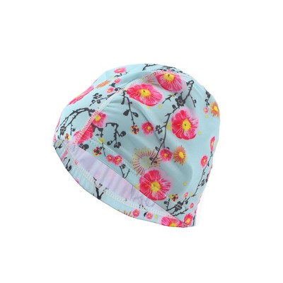 Unique Bargains Elasticity Plum Blossoms Pattern Swim Cap 5.91"x9.25" 1 Pc