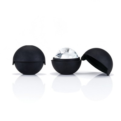 Foster & Rye Ice Sphere Mold, Food-Safe Silicone Large Craft Ice Cube Maker for Cocktails, Chocolates, 2.5 Inch Spheres, Black, Set of 4