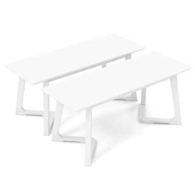 Costway 1/2 PCS 42" Modern Entryway Bench with Rubber Wood Legs Smooth Seating Area Easy Assembly