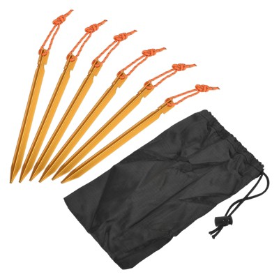 Unique Bargains Tent Stakes Y-Beam with Reflective Pull Rope Kit Aluminum Camping Ground Pegs 1 Set