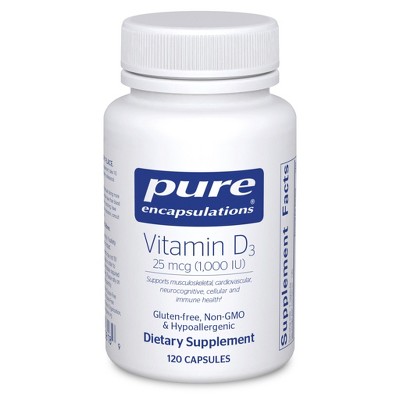 Pure Encapsulations Vitamin D3 25 mcg (1,000 IU) - Supports Bone, Joint, Breast, Heart, Colon & Immune Health - With Premium Vitamin D - 120 Capsules