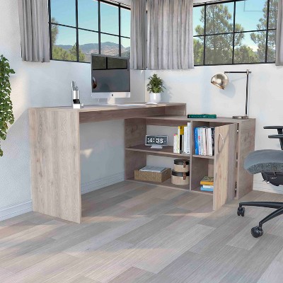 CAVINAS Modern L-Shaped Computer Desk with Storage,59" Corner Desk with Open Shelves and Cabinet for Home Office