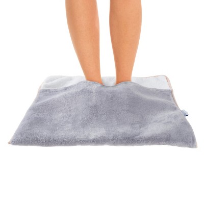 Electric Foot Warmer - Heating Pad with 3 Settings, Auto Shut-Off, and Detachable Cord - Soft Plush with Fuzzy Interior by Bluestone (Gray)