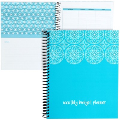 Paper Junkie Blue Monthly Budget Planner with 24 Pockets for Receipts, Bill Organizer, Home Expense Tracker, 8x10 In