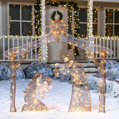 Joyfy 5 FT 3D Christmas Nativity Scene Yard Lights with LEDs for Xmas Indoor Outdoor Garden, Lawn, Christmas Event, Christmas Eve Night Decoration
