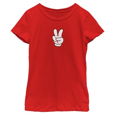 Girls Mickey & Friends Peace Sign Gloves T Shirt