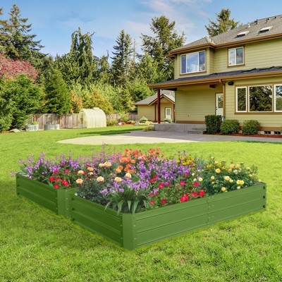 Gulches 6 x 3 x 1 ft (2 pack) Metal Garden Bed,Outdoor Planter Box Metal Patio Kit Planting Bed for Vegetables Flowers Herb,Green