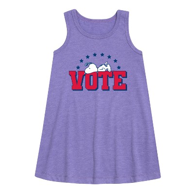 Girls' - Peanuts - Vote Snoopy Graphic Sleeveless Aline Dress