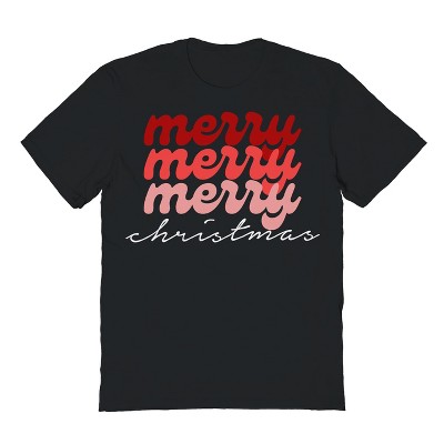 Rerun Island Men's Merry Christmas Coloured Short Sleeve Graphic Cotton T-Shirt