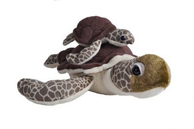 Wild Republic Mom & Baby Green Sea Turtle Stuffed Animal, 12 Inches