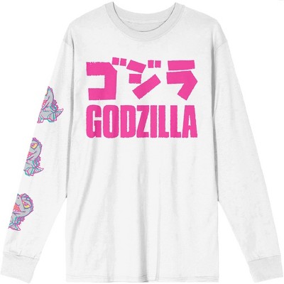 Toho Chibi Godzilla with Kanji Classic White Long Sleeve T-Shirt