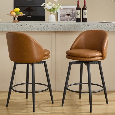 Jojoka Modern Upholstered Bar Stools with Back and Pedals