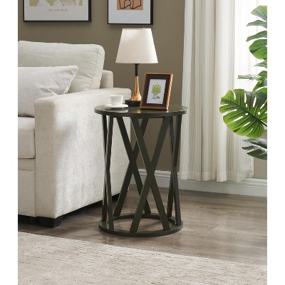 Kings Brand Furniture Vienna Side End Table Half-Moon or Round with X-Motif Design, Modern Accent for Living Room or Bedroom