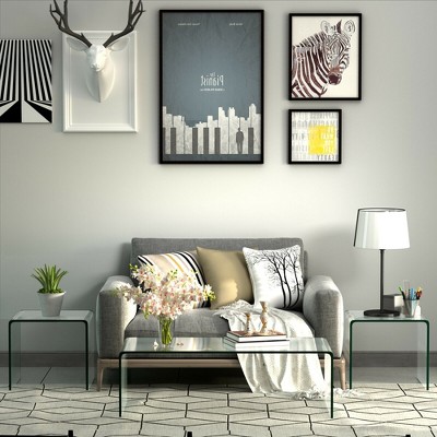 Costway 3 Piece Tempered Glass Coffee and End Table Set Transparent Living Room
