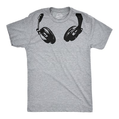 Headphones Around The Neck T Shirt Cool Music Rock and Roll DJ Tee - Crazy Dog Men's T Shirt For Music Lovers