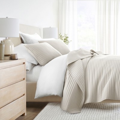 Stripes Floral and Diamonds Quilted Coverlet Set With Shams - Becky Cameron