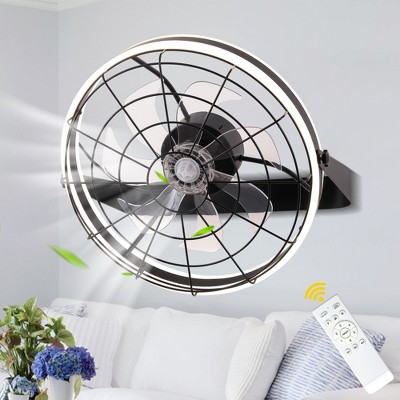 Bella Depot 20" Sleek Black Wall-Mounted Fan with Dimmable LED Light and Remore