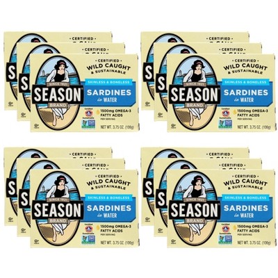 Season Skinless & Boneless Sardines in Water - Case of 12/3.75 oz
