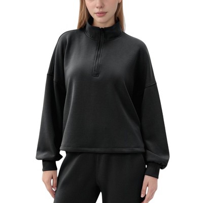 Anna-Kaci Active Women's Long Sleeve Half Zip Pullover Top with High Collar and Relaxed Fit