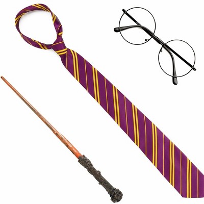 Skeleteen Wizard Costume Set - Wand, Glasses and Tie