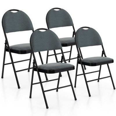 Costway 2/4 Pack Folding Chairs Portable Padded Office Kitchen Dining Chairs Grey
