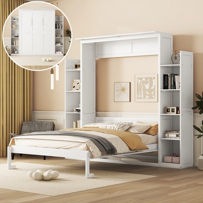 Whisen Modern Design Murphy Bed Wall Bed with Shelves and LED Lights