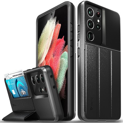 Vena vCommute For Samsung Galaxy S21 Ultra 5G Case Wallet, Case with Stand Leather Card Holder [Military Grade Drop Protection], Black