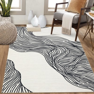 Modern Abstract Area Rug Washable Area Rug