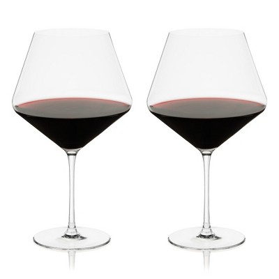 Viski Liminal Burgundy Crystal Wine Glass, Ultrathin Lightweight Clear Drinking Glasses, Stemmed Glassware for Chardonnay & Red Wines, 23 oz, Set of 2