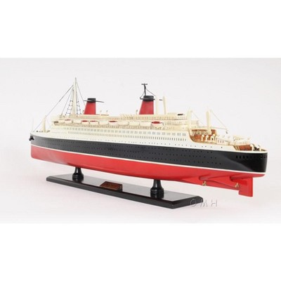 HomeRoots 11" Black and Red SS France Boat Hand Painted Decorative Boat