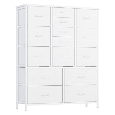 GustoWave  15 Drawers Dressers, Chest of Drawers with Wood Tabletop, Metal Frame, Storage Organizer Unit with Fabric, Tall Dressers for Bedroom