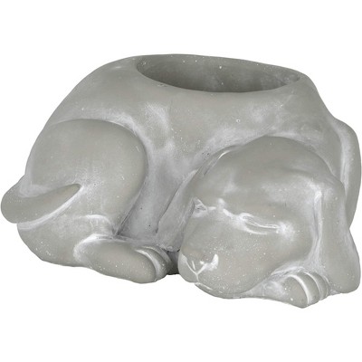 Classic Home and Garden Cement Buddies Indoor/Outdoor Planter with Drainage Hole, Sleeping Dog