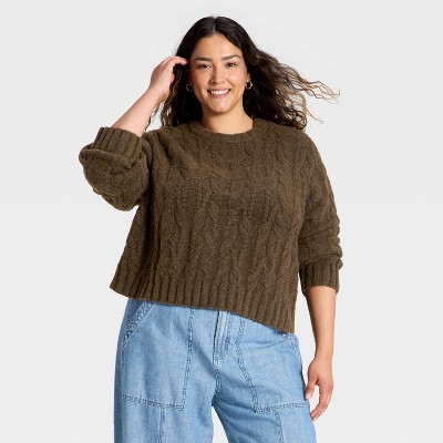 Women's Cozy Cable Crewneck Pullover Sweater - Universal Thread™