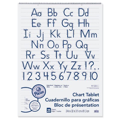Pacon Chart Tablets, Presentation Format (1.5" Rule), 24 x 32, White, 25 Sheets, 12/Carton