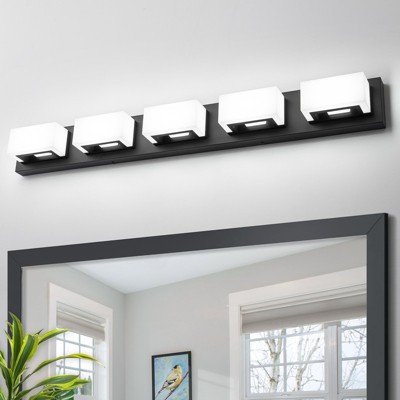 LLHZSY LED Bathroom Vanity Light Black, 3/4/5-Light Square Acrylic Wall Light Sconces