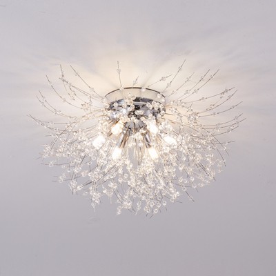 YIYIBYUS 6-Light Polished Chrome Flush Mount Light, Silver