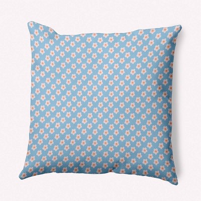 16"x16" Spring Flower Power Square Throw Pillow Carolina Blue - e by design: Girl Power Collection, Reversible, Indoor Use