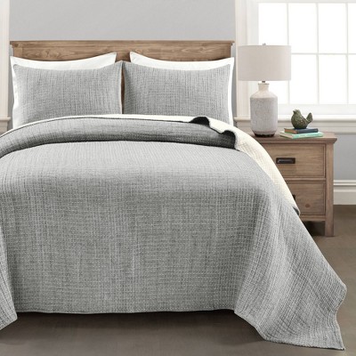 3pc Pickstitch Quilt/Coverlet - Lush Décor