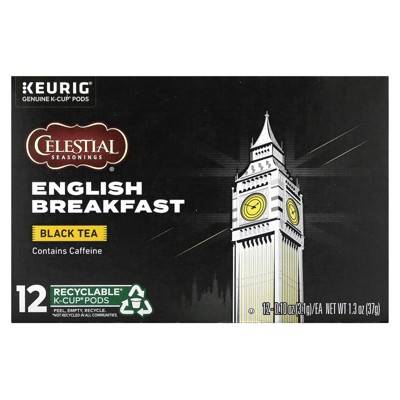 Celestial Seasonings Black Tea, English Breakfast, 12 K-Cup Pods, 0.1 oz (3.1 g) Each