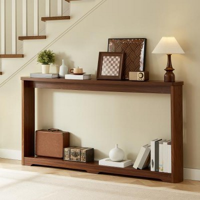 LIVAREEmlen 70.1"Corrugated Texture Storage Table for Entranceways,Narrow Wooden Console Sofa Table,Can Be Placed Behind The Sofa