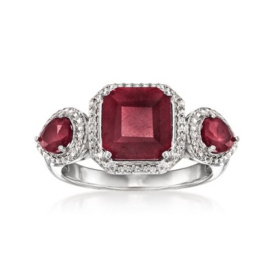 Ross-Simons 3.40 ct. t.w. Ruby 3-Stone Ring in Sterling Silver