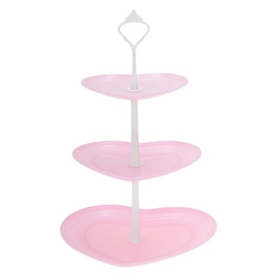 Unique Bargains 3-Layer Heart-shaped Dessert Cupcake Stand with Layered Serving Tray for Pastries Donuts and Fruits