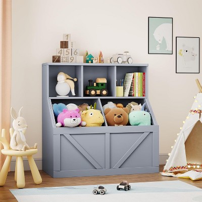 Kids Toy Storage Organizer, Kids Bookshelf and Toy Storage, Toy Storage Cabinet, Toddler Bookshelf Toy Organizer