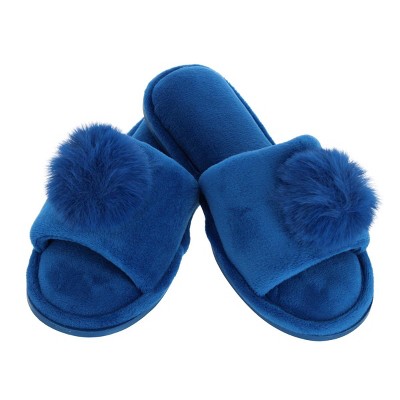 CTM Girl's Soft Pom Open Toe Slide Slippers