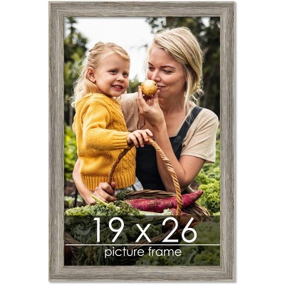 PosterPalooza | 19x26 Thin Barnwood Picture Frame, UV Acrylic, 2 Finishes - Grey and Black