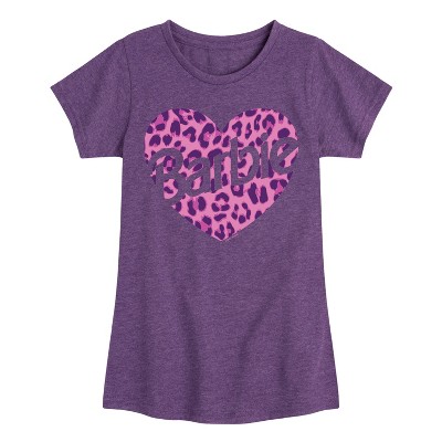 Girls' - Barbie - Leopard Heart Logo Fitted Short Sleeve Graphic T-Shirt