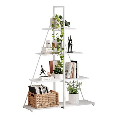 4-Tier Ladder Bookshelf with Sailboat Design, Freestanding Storage Shelves for Home and Office